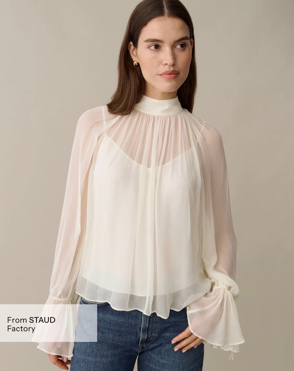 New few Moda O.P.T Aurelia ivory blouse size M